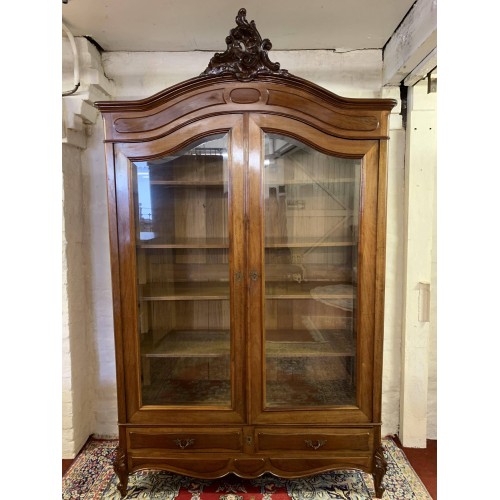 Stunning Antique French Mahogany Glazed, Antique French Bookcase With Glass Doors