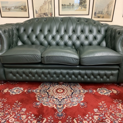 Quality Leather Three Seater Chesterfield Settee By "springvale" - Now Sold