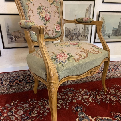 Elegant French Walnut Needlepoint Salon/armchair - Now Sold
