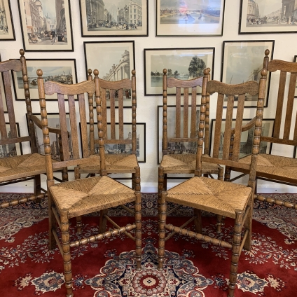 Elegant Quality Solid Oak Set Of Six Country Chairs Circa 1925 - Now Sold
