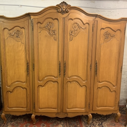 Fantastic Quality French Carved Oak Brakefront Four Door Armoire/wardrobe - Now Sold