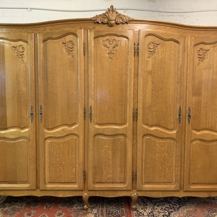 Stunning French Carved Oak Five Door Armoire/wardrobe - Now Sold