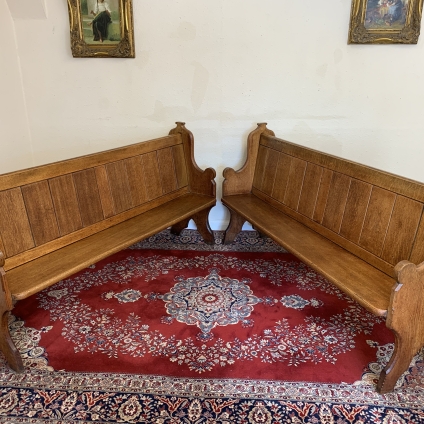 Fabulous Antique Panelled Oak Pew (one Of A Pair) - Now Sold