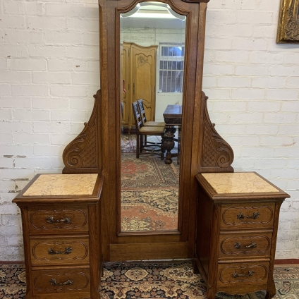 Stunning French Carved Oak Marble Topped Dressing Table - Now Sold