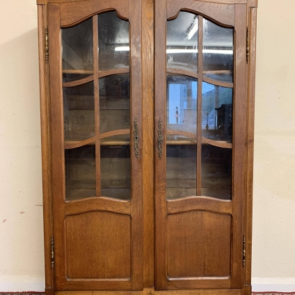 Fantastic French Carved Oak Two Door Glazed Bookcase - Now Sold