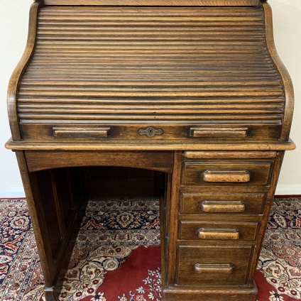 Fantastic Quality Antique Oak Tambour Front Roll Top Desk - Now Sold