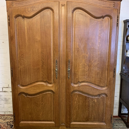 Elegant French Shaped Oak Two Door Armoire/wardrobe - Now Sold