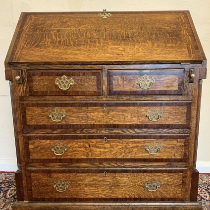 Outstanding Quality Oak And Mahogany Crossbanded Bureau/desk - Now Sold