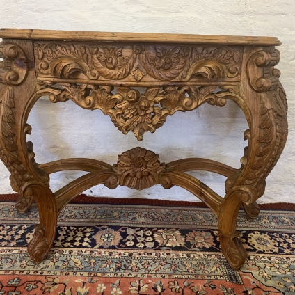 Beautifully Carved French Pitch Pine Shaped Console Table/hall Table - Now Sold