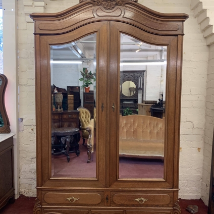 Outstanding Quality French Antique Carved Oak Double Mirrored Armoire/wardrobe - Now Sold