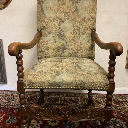 Fantastic Quality Antique French Carved Oak Bobbin Throne/armchair - Now Sold