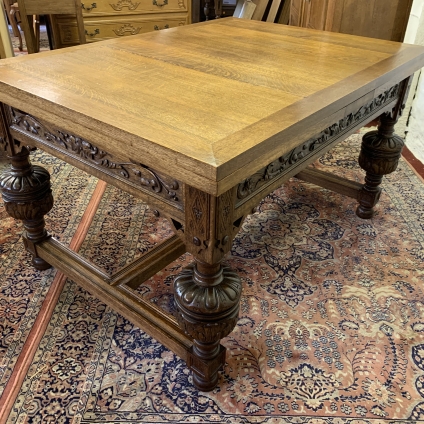 Outstanding Quality Antique Carved Oak Extending Table - Now Sold