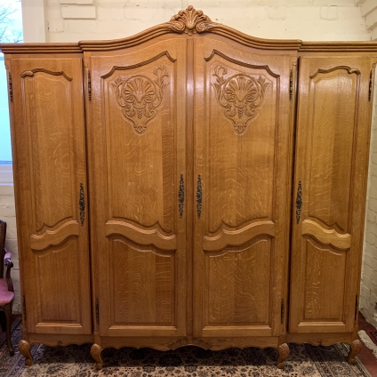 Fabulous French Carved Oak Four-door Breakfront Armoire/wardrobe - Now Sold
