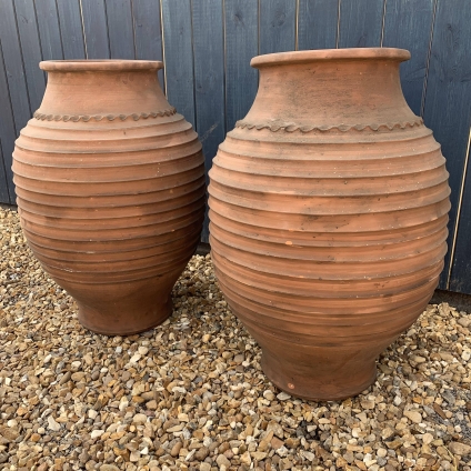 Fabulous Pair Of Large Antique Terracotta Urns/planters/pots - Now Sold