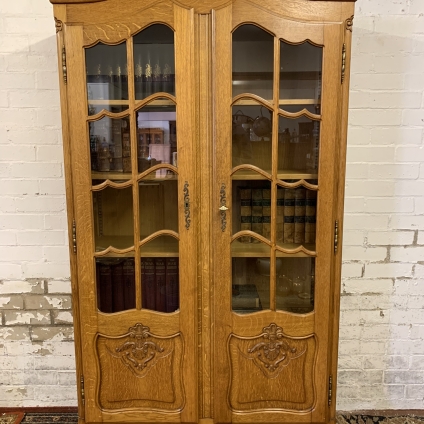 Elegant French Carved Oak Tall Glazed Bookcase/display Cabinet - Now Sold