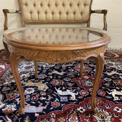 Fabulous French Carved Oak Round Glass Top Coffee Table - Now Sold