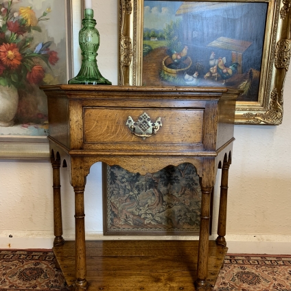 Outstanding Quality English Oak Canted Side/hall Table - Now Sold