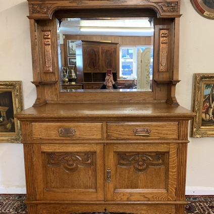 Oustanding Quality Arts And Crafts Oak Mirror Back Dresser/sideboard - Now Sold