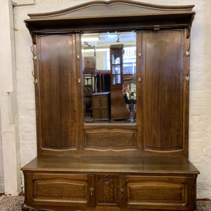 Impressive Large French Oak Mirrored Hall Stand/seat Circa 1930 - Now Sold