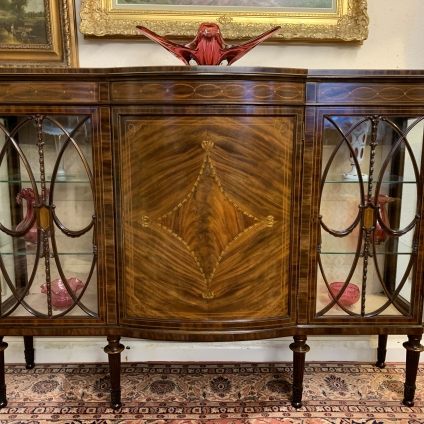 Fantastic Quality Shaped Inlaid Mahogany Edwardian Credenza/ Display Cabinet - Now Sold