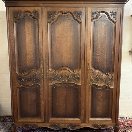 Outstanding Quality Antique French Carved Oak Three Door Armoire/wardrobe - Now Sold