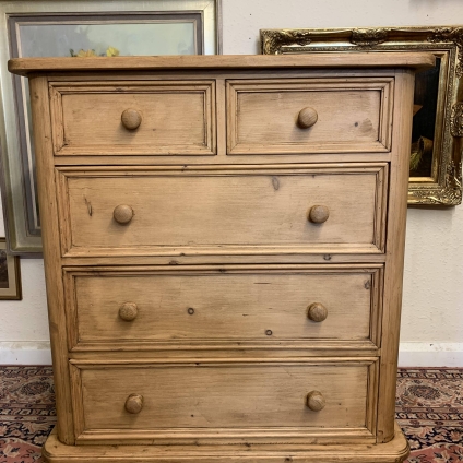 Fantastic Waxed Pine Chest Of Five Drawers - Now Sold