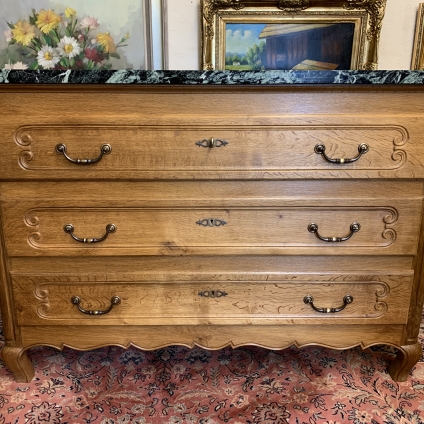 Fantastic French Carved Oak Marble Top Commode/chest - Now Sold