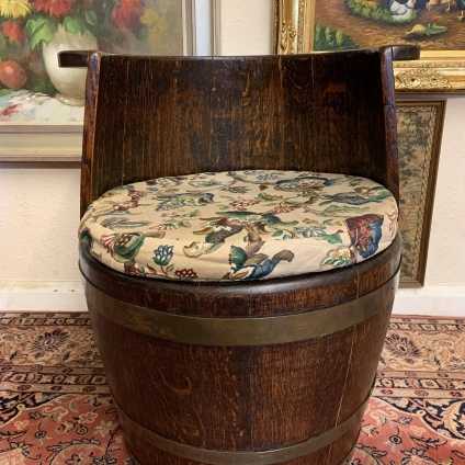 Fabulous Antique Oak Brass Bound Barrel Chair/pub/tavern Chair Circa 1920 - Now Sold