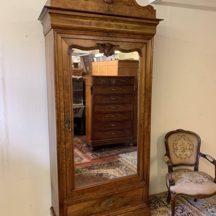 Fabulous Antique French Walnut Mirrored Armoire/linen Cupboard Cica 1890 - Now Sold