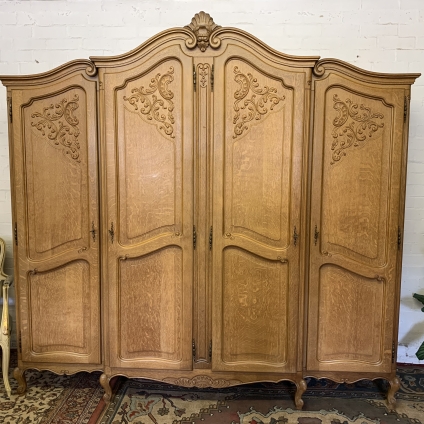 Stunning French Carved Oak Four Door Brakefront Armoire/wardrobe - Now Sold