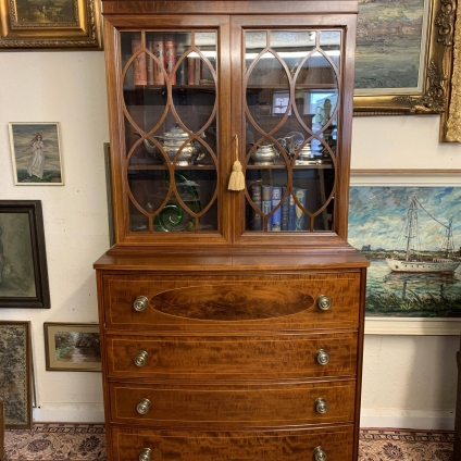 Outsatanding Quality Inlaid Mahogany Bow Front Sectretaire Bookcase - Now Sold