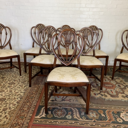 Outstanding Quality Set Of Eight Mahogany Shaped Dining Chairs - Now Sold