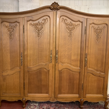 Elegant French Carved Oak Four Door Armoire/wardrobe - Now Sold