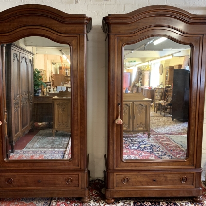Stunning Pair Of Antique French Mahoganymirrored Door Armoire/wardrobe - Now Sold