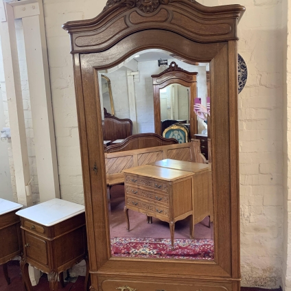 Outstanding Quality Antique French Carved Oak Mirror Door Armoire/wardrobe/linen Cabinet Circa 1890 -now Sold