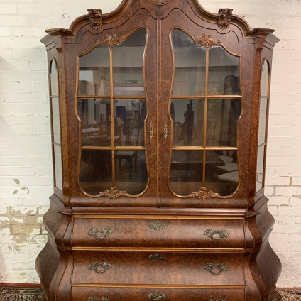 Fabulous French Walnut Bombe Glazed Cabinet - Now Sold