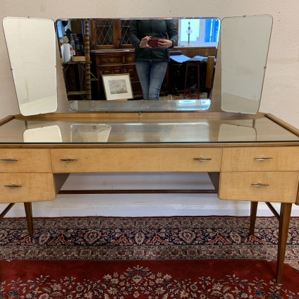 Retro Mid Century Alfred Cox Maple & Walnut Dressing Table & Stool - Now Sold