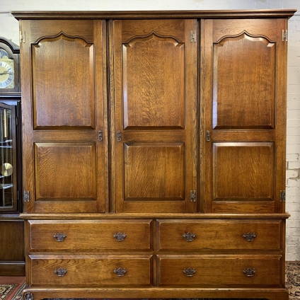 Outstanding "royal Oak" Triple Door Wardrobe With Drawers Below - Now Sold