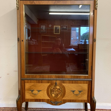 Stunning Epstein Bros Burr Walnut Maruetry Inlaid Glazed Cabinet - Now Sold