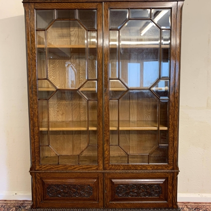 Outstanding Quality Tall English Carved Oak Bookcase Circa 1900 - Now Sold
