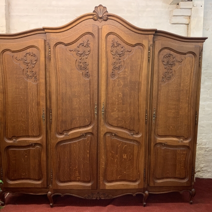 Stunning French Carved Oak Four Door Brakefront Armoire/wardrobe - Now Sold