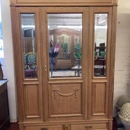 Stunning French Oak Mirror Door Armoire Circa 1900 - Now Sold