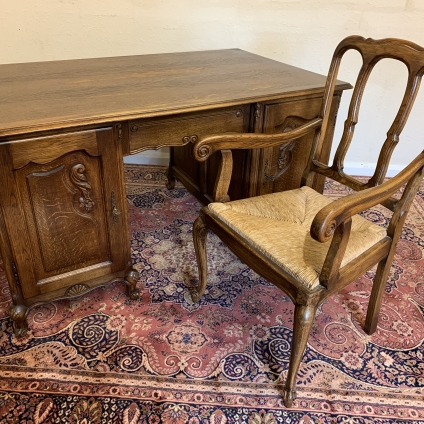 Fantastic Quality French Carved Oak Partners Desk And Chair - Now Sold