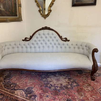 Magnificent Antique Victorian Carved Mahogany Upholstered Settee - Now Sold