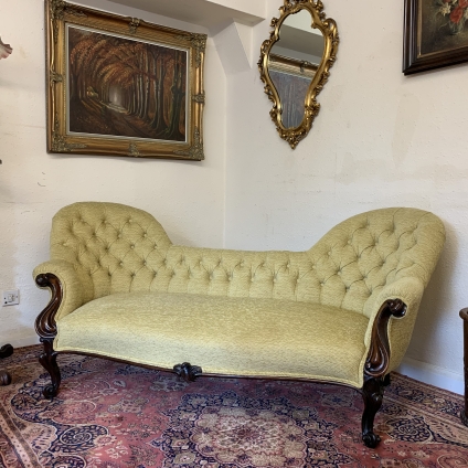 Fantastic Quality Antique Victorian Carved Rosewood Tub Back Upholstered Settee - Now Sold
