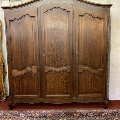 Elegant French Three Door Dark Oak Armoire/wardrobe - Now Sold