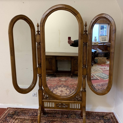 Fantastic Quality Carved Walnut Cheval Dressing Mirror - Now Sold