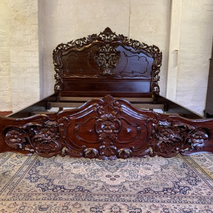 Elaborately Carved Mahogany French King-size Bed - Now Sold
