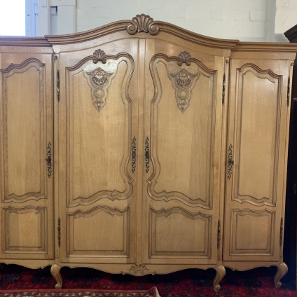 Outstanding Quality French Carved Oak Brakefront Four Door Armoire - Now Sold