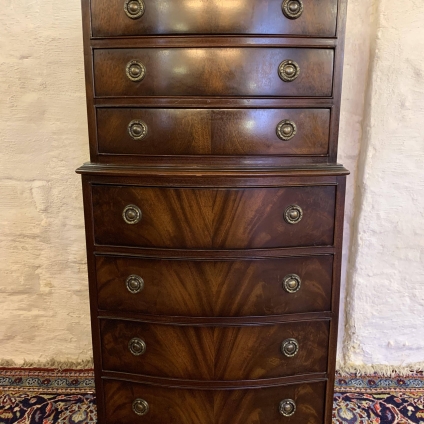 Neat Sized Mahogany Bow Front Chest On Chest - Now Sold